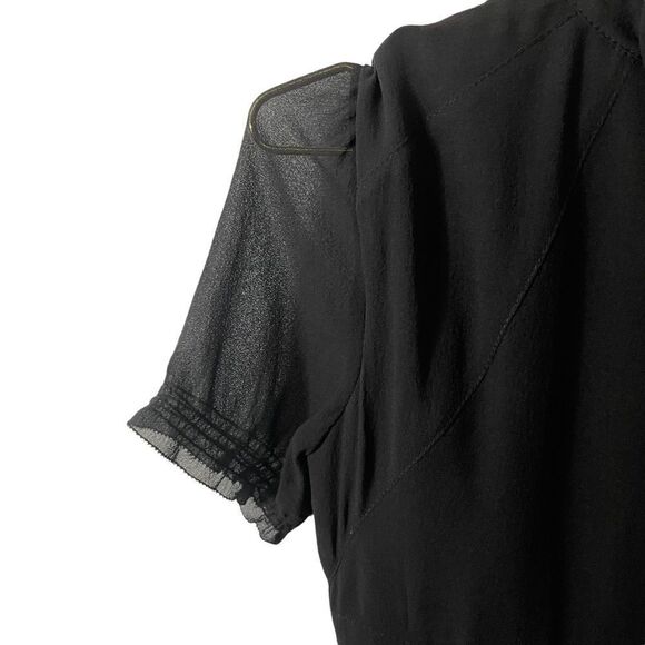 J Crew Black Ruffle Silk Dress Size 0 - Picture 8 of 10